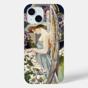 Victoriaans Engel en  Paaslelie Bloemen iPhone 15 Case