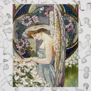 Victoriaans Engel en Paaslelie Bloemen Legpuzzel