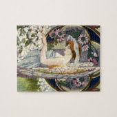 Victoriaans Engel en  Paaslelie Bloemen Legpuzzel (Horizontaal)