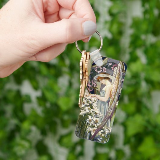 Victoriaans Engel en  Paaslelie Bloemen Sleutelhanger (Hand)