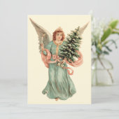  Victoriaans Engel Kerstfeest Uitnodiging (Staand voorkant)