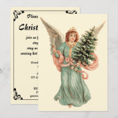  Victoriaans Engel Kerstfeest Uitnodiging (Voorkant / Achterkant)