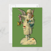 Victoriaans Engel Kinderdagkaarten en -Stickers Feestdagenkaart (Voorkant / Achterkant)