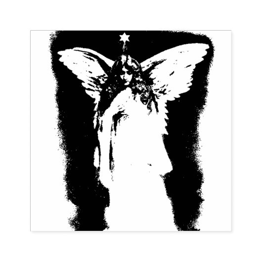 Victoriaans Engel met vleugels & Ster, Mooie Vrouw Rubberstempel (Afrduk)