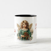  Victoriaans engel waterverf krans Tweekleurige Koffiemok (Center)