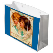 Victoriaans engelen kerstavond zijn van plan groot cadeauzakje (Achterkant Gekanteld)