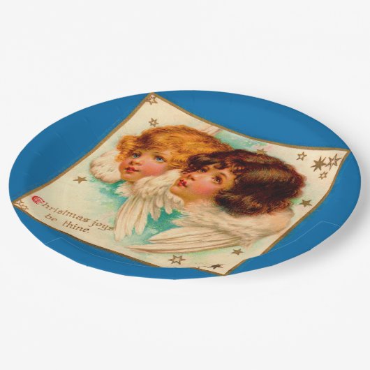Victoriaans engelen kerstavond zijn van plan papieren bordje (Gekanteld)
