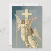 Victoriaans engelen met een kruis,  Pasen Feestdagenkaart (Voorkant)