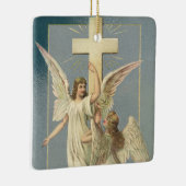 Victoriaans engelen met een kruis,  Pasen Keramisch Ornament (Rechts)