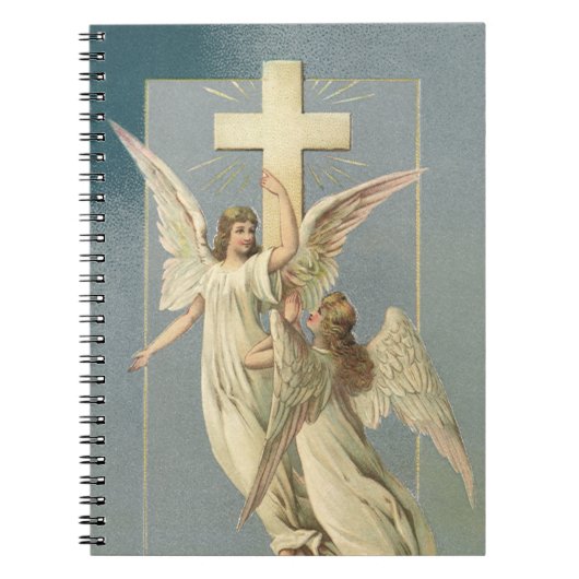 Victoriaans engelen met een kruis,  Pasen Notitieboek (Voorkant)