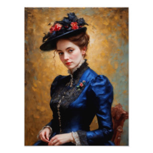 Victoriaans Engels Lady Portrait Painting Foto Afdruk