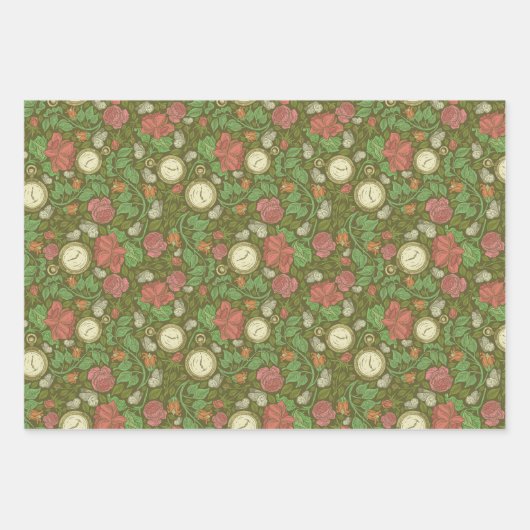 Victoriaans Engels Tuin Mix Steampunk Sloten Sleut Inpakpapier Vel (Voorkant 2)