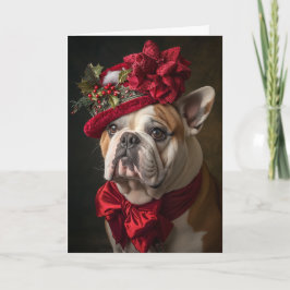 Victoriaans Engelse Bulldog Kerstmis Feestdagen Kaart