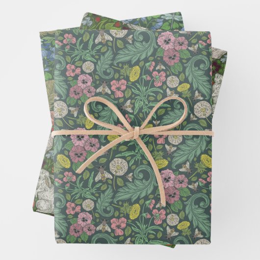 Victoriaans Engelse Garden Mix Bunnies Inpakpapier Vel (In situ)