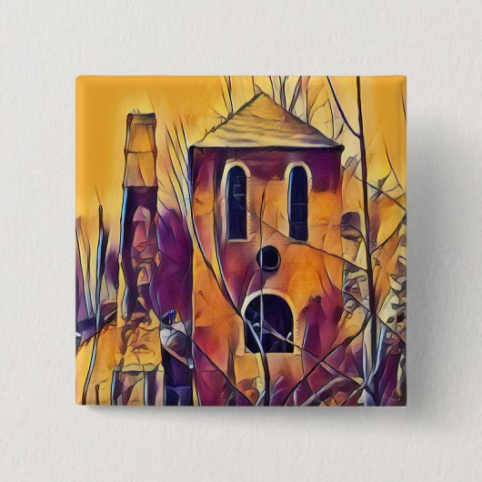 VICTORIAANS ENGLAND-BOUW VIERKANTE BUTTON 5,1 CM (Voorkant)