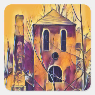 VICTORIAANS ENGLAND-BOUW VIERKANTE STICKER