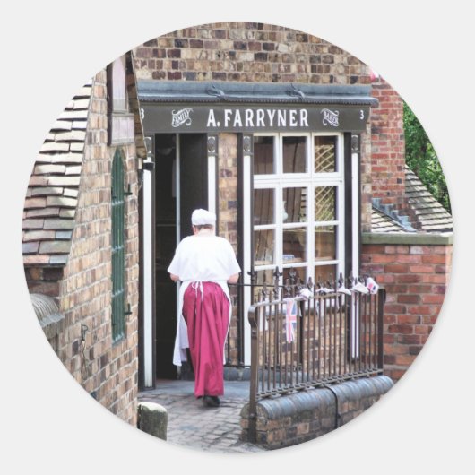 VICTORIAANS ENGLAND RONDE STICKER (Voorkant)