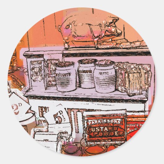 VICTORIAANS ENGLAND RONDE STICKER (Voorkant)