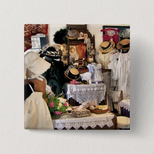 VICTORIAANS ENGLAND VIERKANTE BUTTON 5,1 CM (Voorkant)