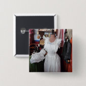 VICTORIAANS ENGLAND VIERKANTE BUTTON 5,1 CM (Voorkant /achterkant)