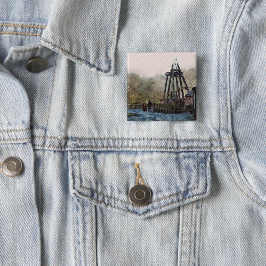 VICTORIAANS ENGLAND VIERKANTE BUTTON 5,1 CM (In situ)