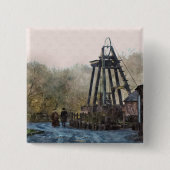 VICTORIAANS ENGLAND VIERKANTE BUTTON 5,1 CM (Voorkant)