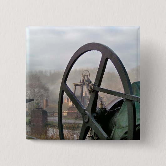 VICTORIAANS ENGLAND VIERKANTE BUTTON 5,1 CM (Voorkant)