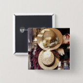 VICTORIAANS ENGLAND VIERKANTE BUTTON 5,1 CM (Voorkant /achterkant)