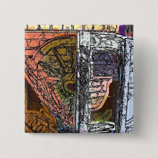 VICTORIAANS ENGLAND VIERKANTE BUTTON 5,1 CM (Voorkant)