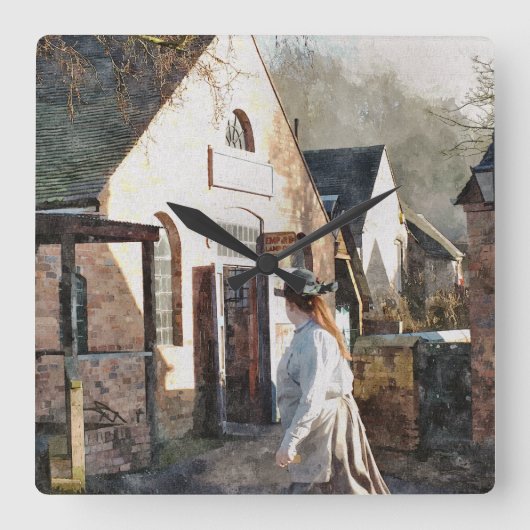 VICTORIAANS ENGLAND VIERKANTE KLOK (Voorkant)