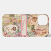 Victoriaans Ephemera Angels Rozen monogram iPhone Hoesje (Achterkant horizontaal)