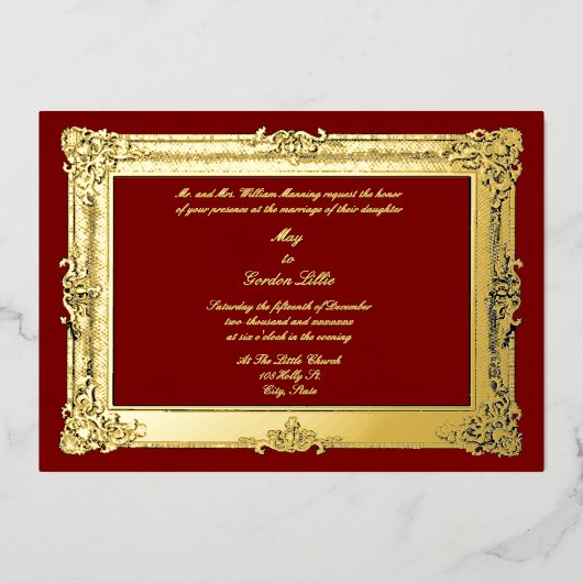 Victoriaans Era 1844 Barok Rococo Style Lijst Folie Uitnodiging (Voorkant)