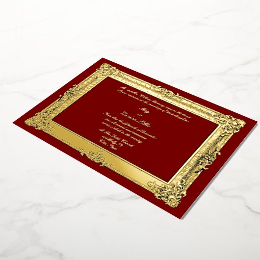 Victoriaans Era 1844 Barok Rococo Style Lijst Folie Uitnodiging (Gedraaid)