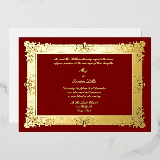 Victoriaans Era 1845 Barok Rococo Style Lijst Folie Uitnodiging (Voorkant / Achterkant)