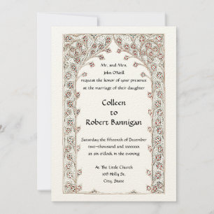 Victoriaans Era 1845 Gothic Style Border Wedding Kaart