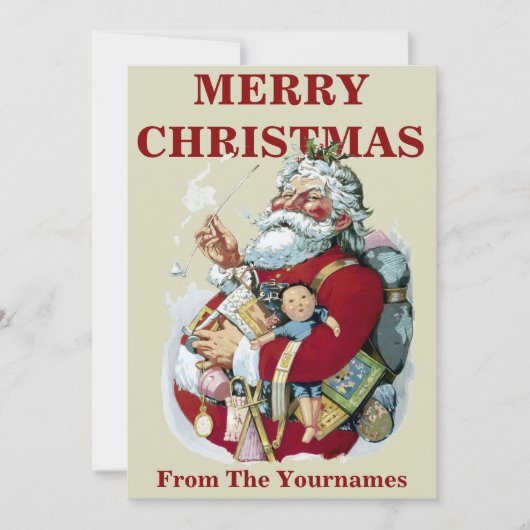  Victoriaans Era 1881 Santa Claus door T. Nast Feestdagenkaart (Voorkant)