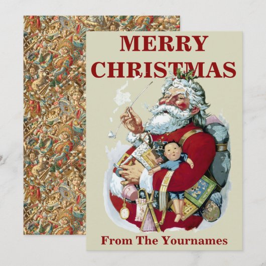  Victoriaans Era 1881 Santa Claus door T. Nast Feestdagenkaart (Voorkant / Achterkant)