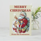  Victoriaans Era 1881 Santa Claus door T. Nast Feestdagenkaart (Staand voorkant)