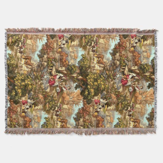  Victoriaans Era 1890 Pastoral Scenes Pattern Deken (Voorkant)