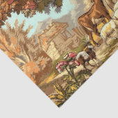 Victoriaans Era 1890 Pastoral Scenes Pattern Tissuepapier (Detail)