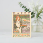 Victoriaans ERA Art Nouveau Thanksgiving Feestdagenkaart (Staand voorkant)