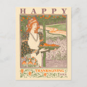 Victoriaans ERA Art Nouveau Thanksgiving Feestdagenkaart (Voorkant)