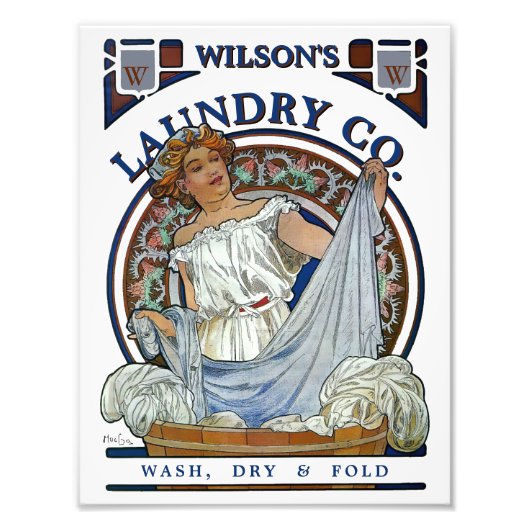 Victoriaans Era Art Nouveau Wasserij Foto Afdruk (Voorkant)