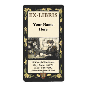 Victoriaans ERA Art Nouveau Woman Ex-Libris-Sjablo Etiket