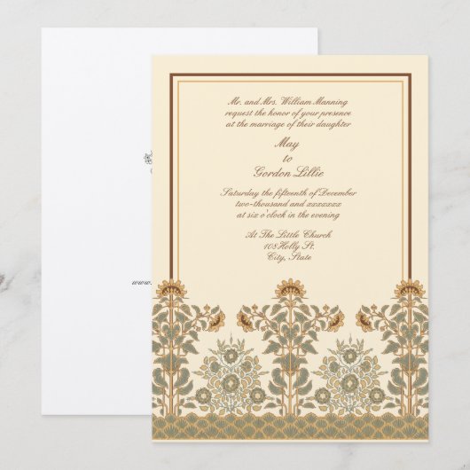 Victoriaans Era Art Nouveau Zonnebloemen Bruiloft Kaart (Voorkant / Achterkant)