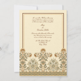 Victoriaans Era Art Nouveau Zonnebloemen Bruiloft Kaart