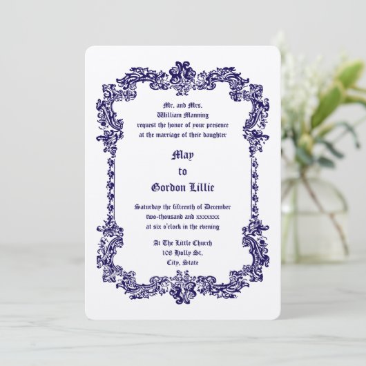 Victoriaans Era Barokke Stijl Foliage Lijst Kaart (Staand voorkant)