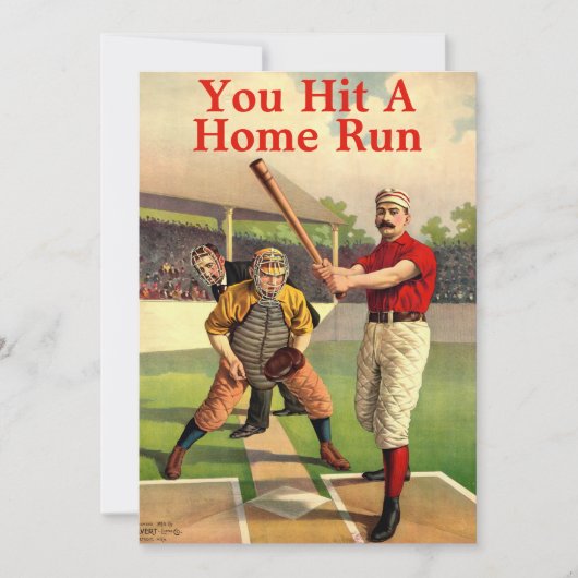  Victoriaans Era Baseball Hartelijk dank Bedankkaart (Voorkant)