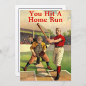  Victoriaans Era Baseball Hartelijk dank Bedankkaart (Voorkant / Achterkant)