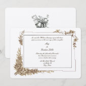 Victoriaans Era Bloemen Botanische Kunst Lijst bru Kaart (Voorkant / Achterkant)